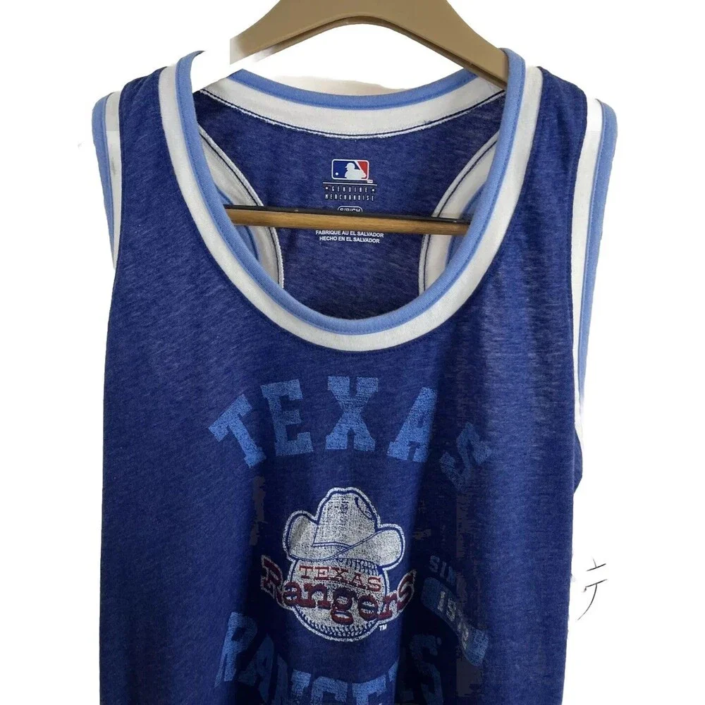 Genuine Merchandise Women’s Texas Rangers Blue Graphic Tank Top Size S Baseball